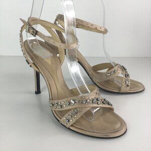 Versace Heel Sandals Ankle Strap Crystals Size 39